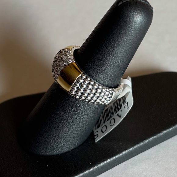 LAGOS HIGH BAR Two-Tone Station Diamond Ring - Picture 9 of 12
